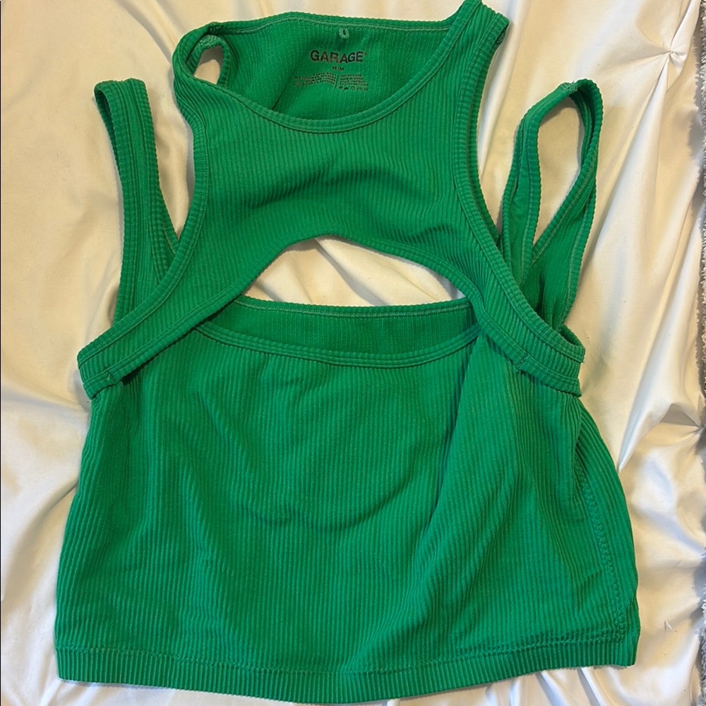 Garage Green Cut-Out Backless Tank Top